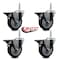 Service Caster 5 Inch Maroon Polyurethane Wheel Swivel 34 Inch Threaded Stem Caster Set with Brake SCC SCC-TS20S514-PPUB-MRN-PLB-34212-4 - alternate 2